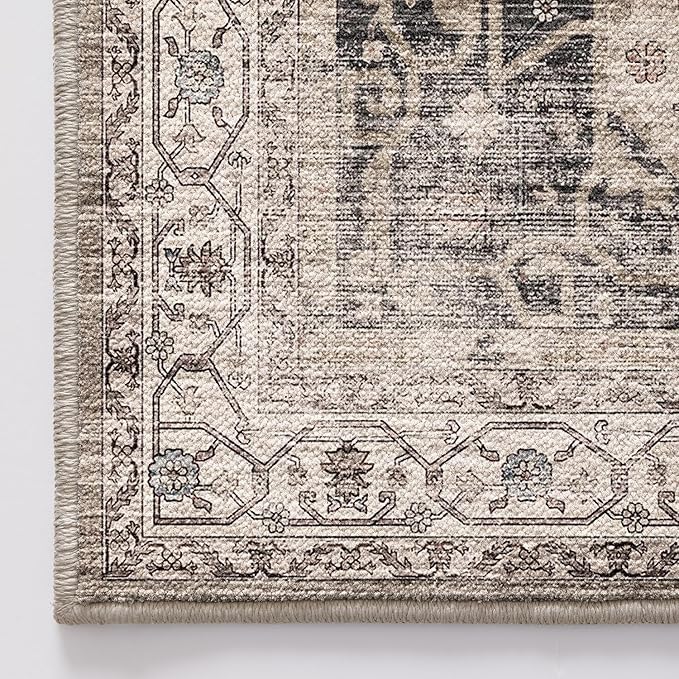 LUMI 8x12 Washable Area Rug for Living Room, Ultra Soft Traditional Rugs Non Slip with Rubber Backing, Low Profile, High Traffic, Stain Resistant Carpets, Ideal for Bedroom, Dining Room, Indoor