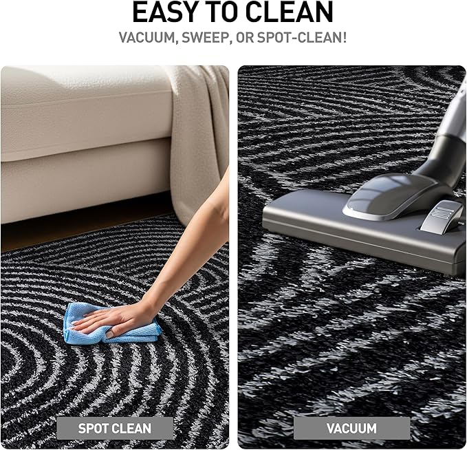 Rugshop Circles Arch Shag Area Rug Anthracite Dark Gray 4' x 6' Ideal for Small Living Rooms, Offices, or Beside The Bed