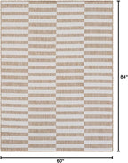 Unique Loom Outdoor Striped Collection Area Rug - Striped (5' x 7' Rectangle Taupe/Ivory)