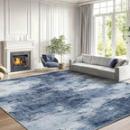AMADA HOMEFURNISHING 9x12 Area Rugs for Living Room, Modern Large Area Rugs with Non-Slip Backing & Low Pile, Neutral Soft Washable Rug for Nursery, Bedroom, Dinning Room, Playroom, Dark Blue