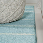 JONATHAN Y Williamsburg Minimalist Stripe Turquoise/Cream Indoor Area Rug, 8x10, Contemporary, Modern, Easy-Cleaning for Living Room, Bedroom, Kitchen, Pet Friendly, Non-Shedding (MOH201B-8)