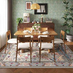 Rugcomf Area Rugs 5x7 Vibrant Tree of Life-Patterned Vintage Washable Area Rug Non Slip Low Pile Large Rugs for Living Room Bedroom Farmhouse Dining Room Kids Playroom, Beige