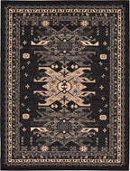 Unique Loom Taftan Collection Border Geometric Tribal Inspired Design Area Rug (9' 0 x 12' 0 Rectangular, Black/ Gray)