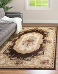 Rugs.com Chateau Collection Rug – 3' x 5' Brown Medium Rug Perfect for Entryways, Kitchens, Breakfast Nooks, Accent Pieces