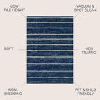 JONATHAN Y Williamsburg Minimalist Stripe Navy/Cream Indoor Area Rug, 3x5, Contemporary, Modern, Easy-Cleaning for Living Room, Bedroom, Kitchen, Pet Friendly, Non-Shedding (MOH201C-3)