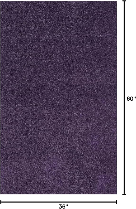 Eyely UES100N-3 Supersoft Haze Solid Low-Pile Indoor Area Rug Casual;Contemporary;Solid;Traditional, Bedroom, Kitchen, Living Room, Easy-Cleaning, Non-Shedding, 3 X 5, Purple