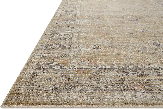 Loloi Magnolia Home by Joanna Gaines Millie Collection MIE-03 Gold/Charcoal 2'-3" x 3'-10", .25" Pile Height, Accent Rug
