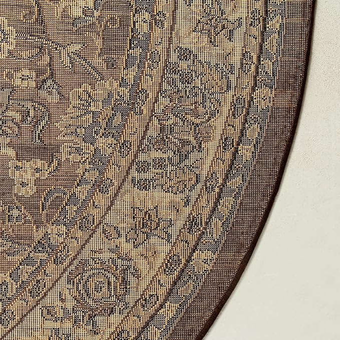 Unique Loom Sialk Hill Collection Area Rug - Washington (4' 1" Round Brown/Black)
