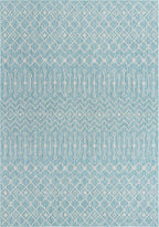 Unique Loom Outdoor Trellis Collection Area Rug - Tribal Trellis (10' x 14' 1" Rectangle, Aqua/ Ivory)