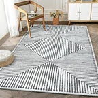 Bloom Rugs Washable Non-Slip 5' x 7' Rug - Black/Ivory Striped Area Rug for Living Room, Bedroom, Dining Room, and Kitchen - Exact Size: 5' x 7'