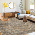 Washable Area Rug 4x6 | Non Slip Area Rug for Living Room, Bedrooms, Dining Room | Ultra-Soft Flannel Carpet Area with Rubber Backing (Light Sage Brown, 4x6)