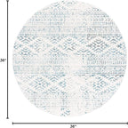 SAFAVIEH Tulum Collection Area Rug - 3' Round, Ivory & Turquoise, Moroccan Boho Tribal Design, Non-Shedding & Easy to Clean, Ideal for Entryway, Foyer, Accent Space, Bedroom (TUL272E)