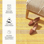 Dash & Albert Sunflower Ticking Machine Washable Rug, 6 X 9 Feet, Yellow Stripe Pattern