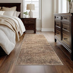 Fmfunctex 2x6 Hallway Runner Rug Rust Brown Vintage Neutral Washable Distressed Non Slip Low Pile Traditional Indoor Carpet Retro Entryway Rug for Kitchen Living Room Bedroom Bathroom Laundry Entrance