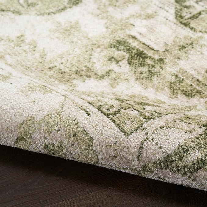 Nourison Home Astra Machine Washable Ivory Green 6'7" x 9' Area Rug - Easy Clean, Non Shedding, Bed Room, Living Room, Dining Room, Kitchen (7' x 9')