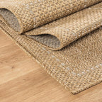 Beverly Rug Easy Jute Checkered Squared Rug 8x10 Washable Durable Indoor Outdoor Area Rugs for Living Dining Room Patio Office Stain Resistant Non Shedding Casual Indoor Outside Carpet 8 x 10 Natural