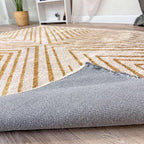 Alfa Rich 7x10 Geometric Gold Off White Washable Area Rugs for Living Room Bedroom Cotton Rug