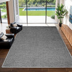 LBRO2M Easy Jute Solid Area Rug 5X7 Washable Rugs for Living Room Bedroom Natural Jute Look Indoor Outdoor Rug Durable, Solid Non Shedding Eco Friendly (5X7 Black Gray)