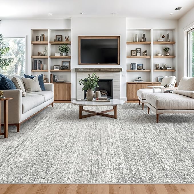 Valenrug Washable Rug 5x7 - Stain Resistant 5x7 Area Rugs for Living Room, Non Slip Backing Printed Rugs for Bedroom, Folable Machine Washable Area Rug (5'x7', Grey)