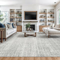 Valenrug Washable Rugs - Stain Resistant Area Rugs 9x12 Living Room, Non Slip Backing Printed Rugs for Bedroom, Folable Machine Washable Area Rug (Grey, 9'x12')