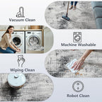 6x9 Washable Area Rugs - Modern Abstract Rugs for Living Room Non-Slip Low Pile Soft Machine Washable Carpet for Bedroom, Dining Room, Nursery, Home Office, Farmhouse (6'x9' Dark Grey)