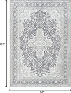 Bloom Rugs Washable Non-Slip 8' x 10' Rug - Charcoal Blue Traditional Medallion Area Rug for Living Room, Bedroom, Dining Room, and Kitchen - Exact Size: 8' x 10'