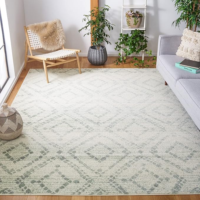 SAFAVIEH Adirondack Collection Area Rug - 10' x 14', Ivory & Green, Contemporary Design, Stain Resistant, Ideal for High Traffic Areas in Living Room, Bedroom & Dining Room (ADR131X-10)