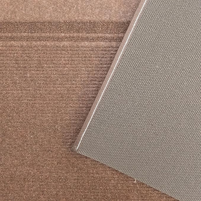English Home Custom Size Non Slip Striped Design Light Weight Durable PVC Backing Thin Pile Runner Rug (36" x 45')