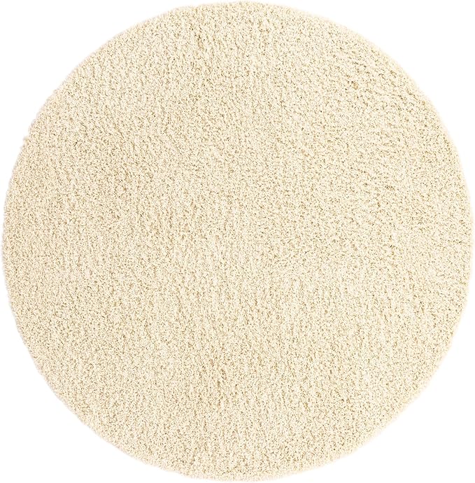 Unique Loom Solid Shag Collection Area Rug (7' 1" Round, Pure Ivory)
