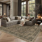 4x6 Washable Area Rug Brown Vintage Distressed Rug for Office Oriental Soft Thin Indoor Retro Carpet Non Slip Low Pile Floor Cover for Living Ding Room Bedroom Laundry
