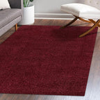 Eyely UES100Q-9 Supersoft Haze Solid Low-Pile Indoor Area Rug Casual;Contemporary;Solid;Traditional, Bedroom, Kitchen, Living Room, Easy-Cleaning, Non-Shedding, 9 X 12, Dark Red
