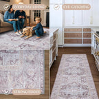 Washable Area Rug. Modern Farmhouse. Vintage. Turkish. Bohemian. Distressed. Oriental. Traditional. Rugs for Living Room. Dining. Bedroom. Office. Entryway. Foyer. (861PP, 9'5" x 14')