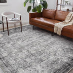 Washable Area Rug 8'x10' Retro Boho Design Non-Shedding Non-Slip Easy Care Ideal for High Traffic Areas in Living Room Bedroom Office Coffee Table Kitchen Large Carpet