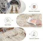 2x3 Washable Rugs for Kitchen, Floor, Entryway, Powder Room Small Area Rug Non-Slip Vintage Low Pile Throw Door Mat Brown