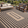 Tangsoo Easy Jute Rug 6x9 Washable Area Rugs for Living Room,Black Geometric Non Slip Indoor Outdoor Carpet,Farmhouse Modern Office Mat for Backyard Dining Room Patio Bedroom Balcony Sunroom Decor