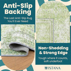 Istana 6x9 Area Rug - Light Green Rugs for Living Room 6x9 - Foldable Boho Rugs for Bedroom - Stain Resistant Washable Rug - Eco-Friendly Area Rugs - Easy to Clean Living Room Rug