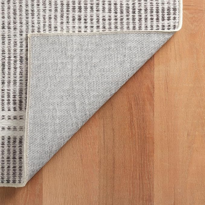 Dash & Albert Malta Blue Machine Washable Rug, 9.5 X 13.5 Feet, Grey Stripe Pattern