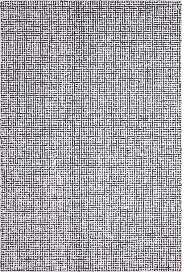 Hand-Tufted 100% Wool Pile Area Rug – Geometric Textured Grid Check Pattern – Thick and Durable Floor Carpet for Bedroom, Living Room, Kids Room, and Dining Area (Charcoal Gray, 8' x 8')
