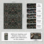 5×7 Black Washable Floral Area Rug,Vintage Boho Soft Low-Pile Living Room Rugs, Stain Resistant Botanical Non-Slip Carpet for Bedroom,Dining Room, Kids Nursery,Home Decor