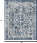 RUGGABLE Washable Area Rug – Kamran Admiral Blue 8x10, Stain-Resistant, Non-Slip – Large Machine Washable Rugs for Living Room, Bedroom, Hallway, Entryway & Office–with Cushioned Pad