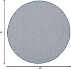 Nourison Home Courtyard Ivory Blue 5' x Round Area Rug - Easy Clean, Non Shedding, Bed Room, Living Room, Dining Room, Kitchen (5' x Round)