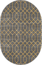 Unique Loom Marilyn Monroe Glam Collection Area Rug - Trellis (5' 3' x 8' Oval, Gray Gold/ Gold)