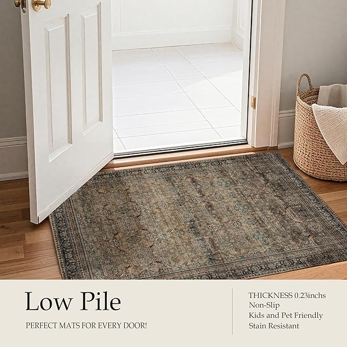 Area Rug Non Slip Machine Washable Ultra Soft Living Room/Bedroom/Kitchen/Outdoor/Classroom Vintage Brown, 5'×7'