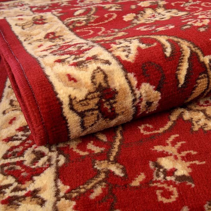 Rugs.com Yasmin Collection Rug – 10 Ft Runner Burgundy Medium Rug Perfect for Hallways, Entryways