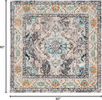 SAFAVIEH Monaco Collection Area Rug - 5' Square, Grey & Light Blue, Boho Chic Medallion Distressed Design, Non-Shedding & Easy Care, Ideal for High Traffic Areas in Living Room, Bedroom (MNC243G)