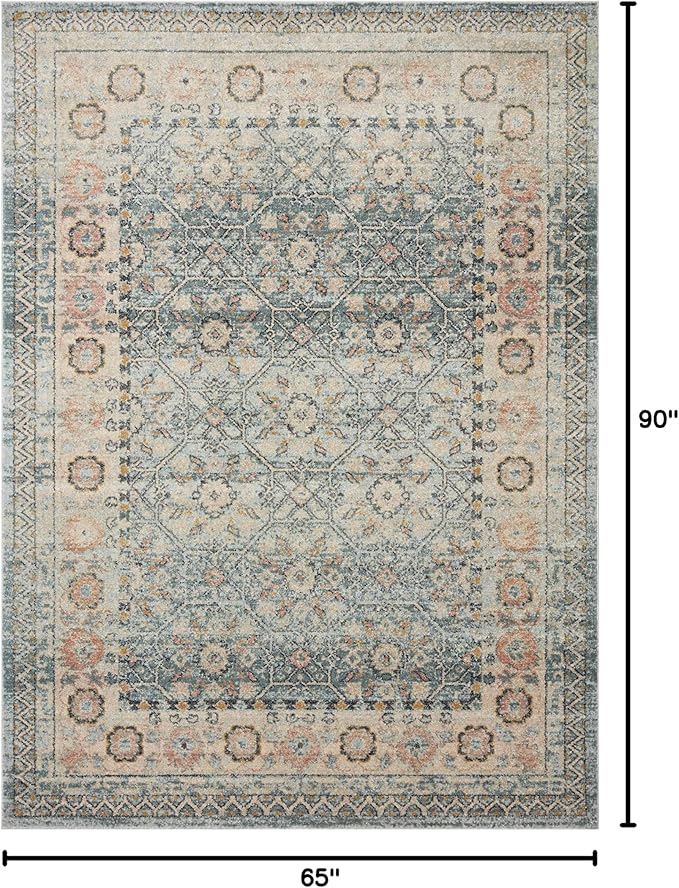 Loloi Jocelyn Collection JOC-04 Sky/Multi 5'-5" x 7'-6" .38" Thick Area Rug