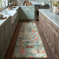 Floral Runner Rug 2x6 Washable Hallway Long Green Bedroom Carpet Non Slip Indoor Boho Kitchen Low Pile Accent Rug Lightweight Soft for Bathroom Dining Laundry Living Room