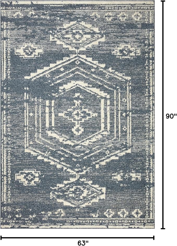 Loloi Magnolia Home by Joanna Gaines Gigi Collection GIG-03 Denim/Ivory 5'-3" x 7'-6" Area Rug