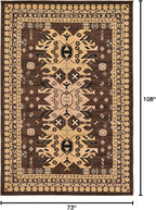 Unique Loom Taftan Collection Border Geometric Tribal Inspired Design Area Rug (6' 0 x 9' 0 Rectangular, Brown/ Tan)