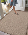 Color&Geometry Large Front Door Mat Indoor Entrance, 24"X48" Indoor Mats for Entryway Non Slip Rubber Backed, 2x4 Dirt Trapper Double Door Mat Washable, Dark Khaki (Rolled-up NO Creases)